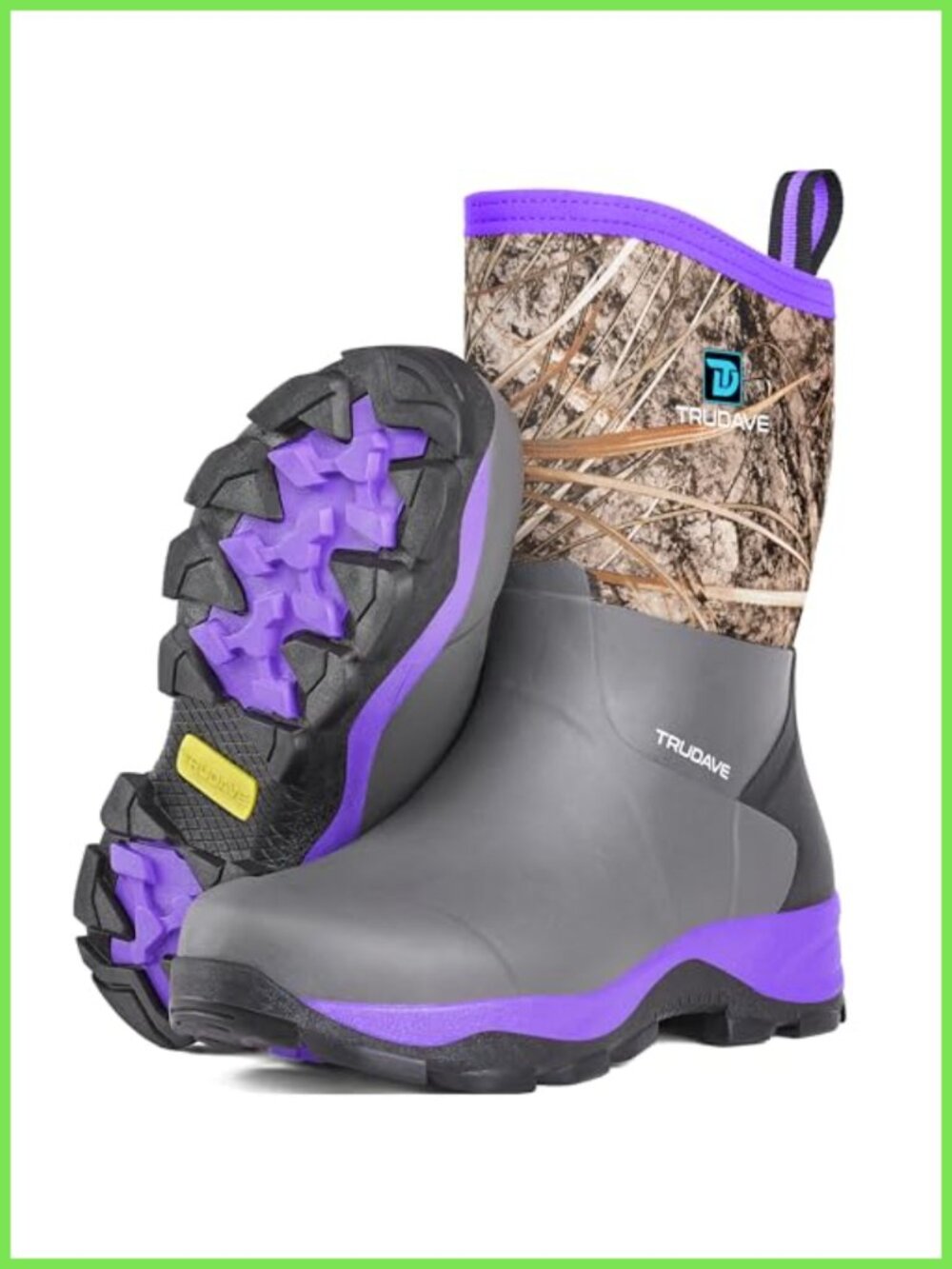 Trudave Women's Waterproof Neoprene Rubber Mid-Calf Rain Boots